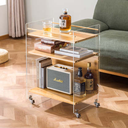 Nordic Clear Acrylic Wood Side Table 3-Tier