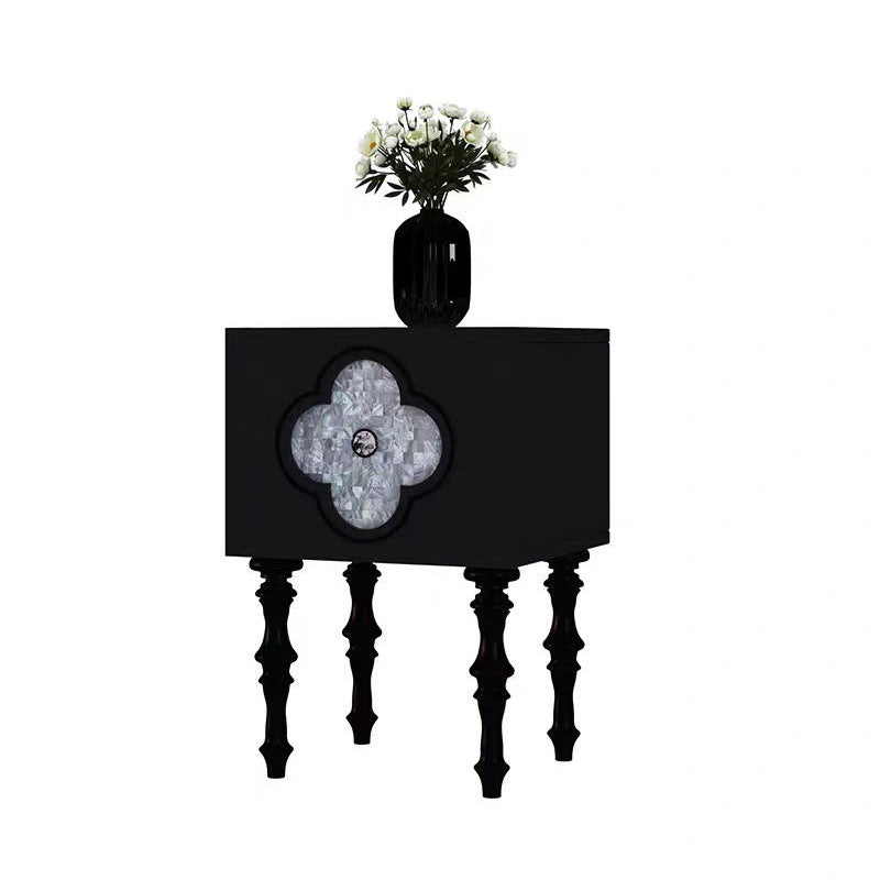 Scandinavian Clover Wood Nightstand 1-Cabinet