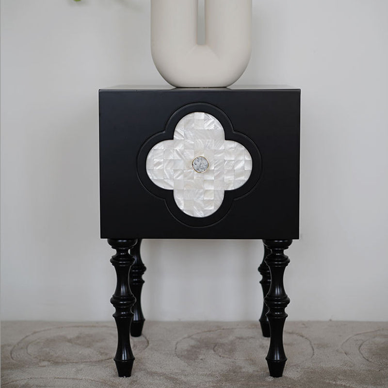 Scandinavian Clover Wood Nightstand 1-Cabinet