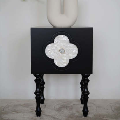 Scandinavian Clover Wood Nightstand 1-Cabinet