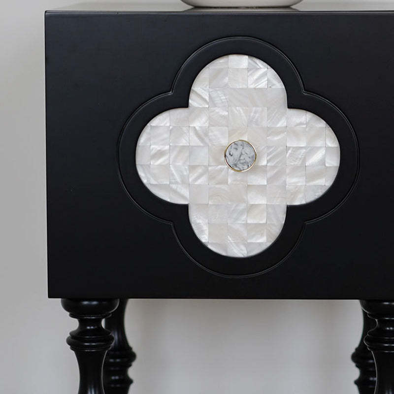 Scandinavian Clover Wood Nightstand 1-Cabinet