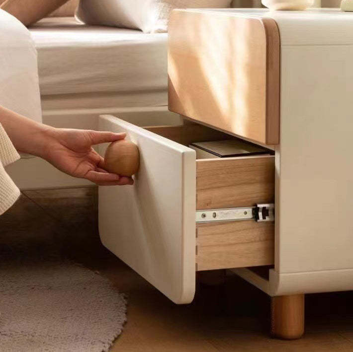 Contemporary Solid Wood 2-Drawer Nightstand