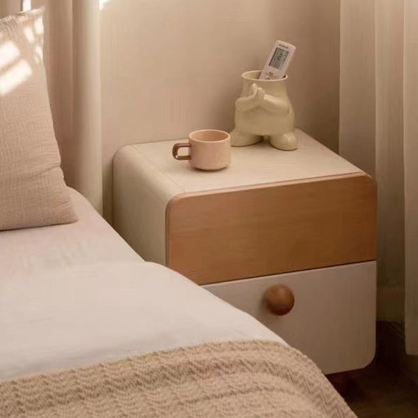 Contemporary Solid Wood 2-Drawer Nightstand