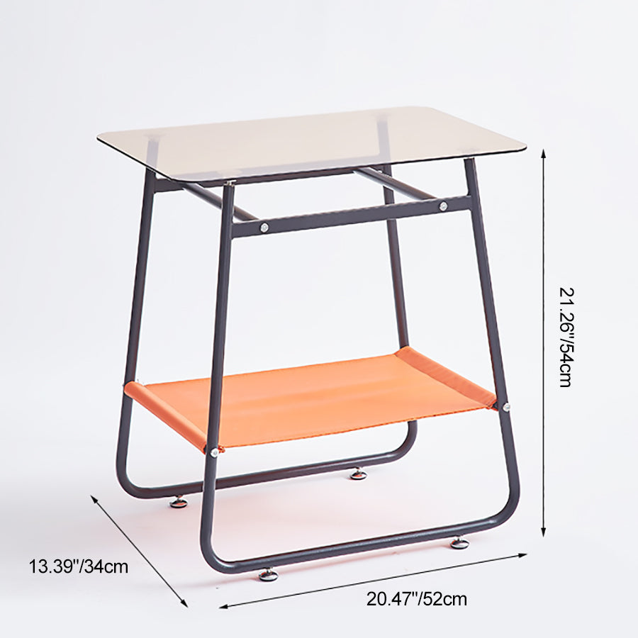 Scandinavian Glass Iron 2-Tier Side Table