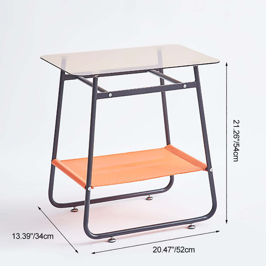Scandinavian Glass Iron 2-Tier Side Table