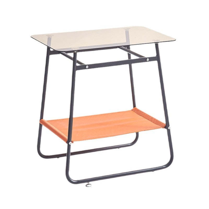 Scandinavian Glass Iron 2-Tier Side Table