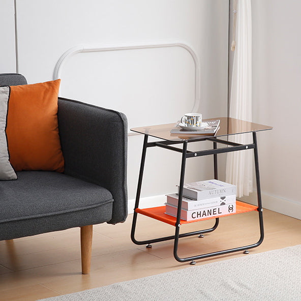 Scandinavian Glass Iron 2-Tier Side Table