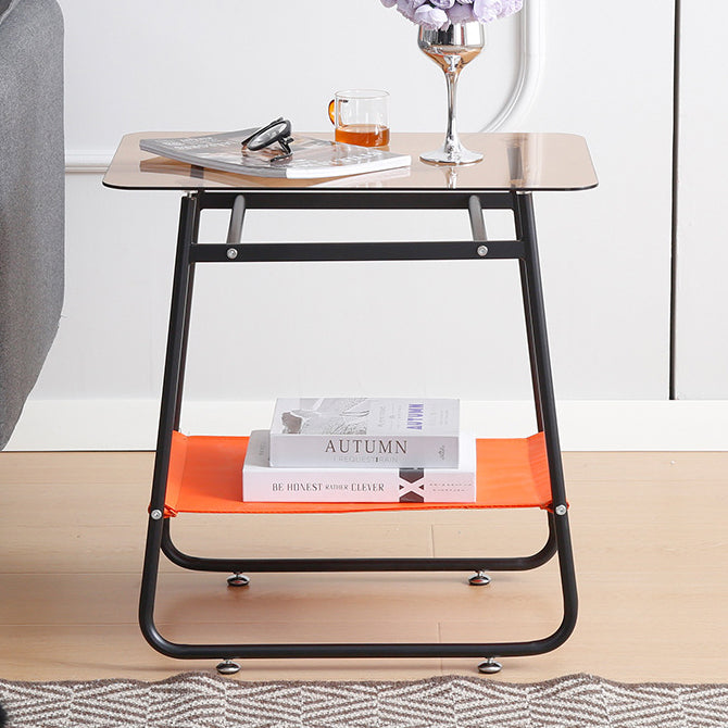 Scandinavian Glass Iron 2-Tier Side Table