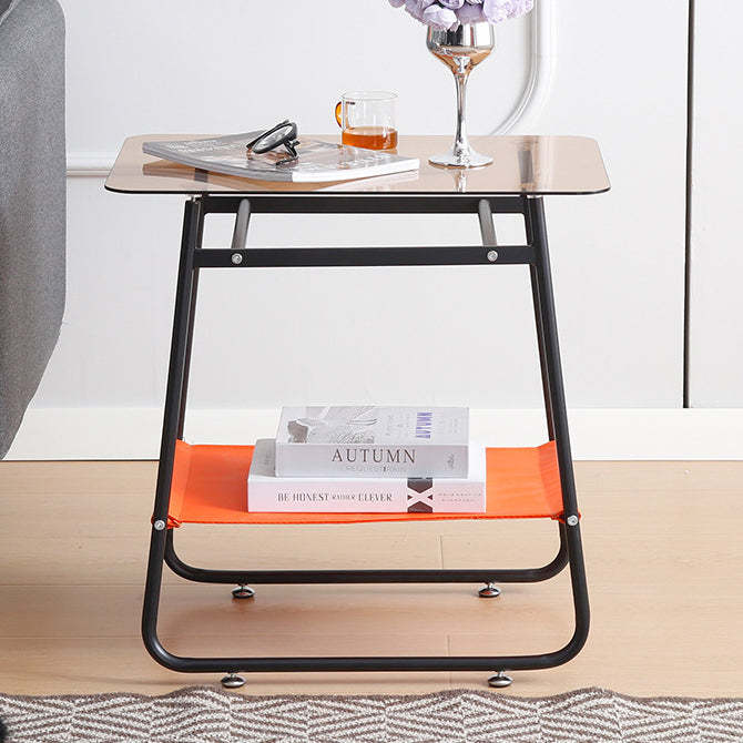 Scandinavian Glass Iron 2-Tier Side Table