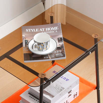 Scandinavian Glass Iron 2-Tier Side Table