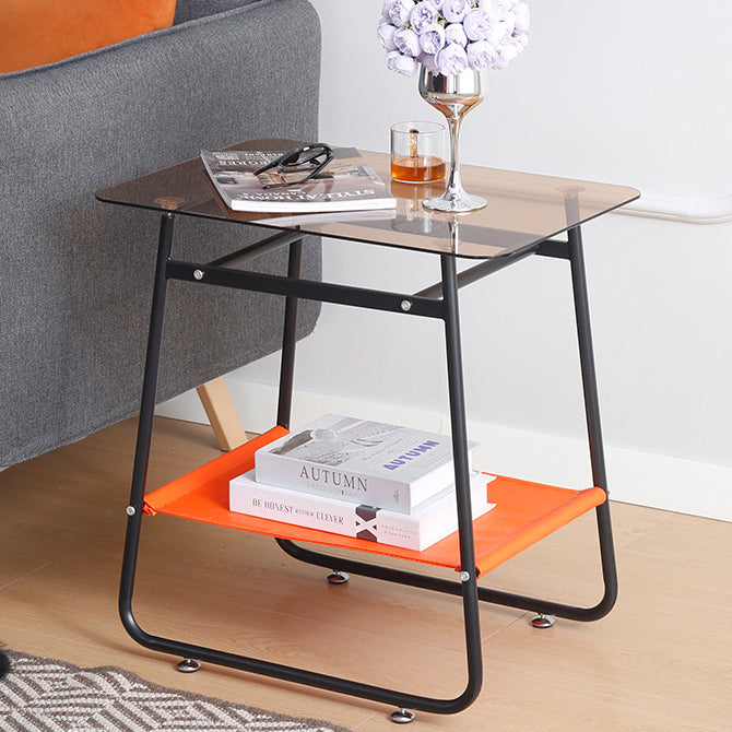 Scandinavian Glass Iron 2-Tier Side Table