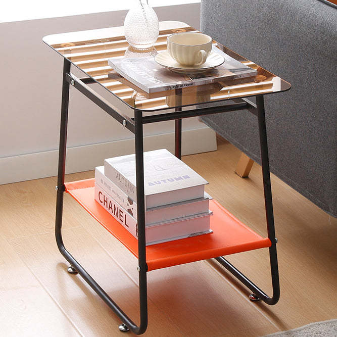 Scandinavian Glass Iron 2-Tier Side Table