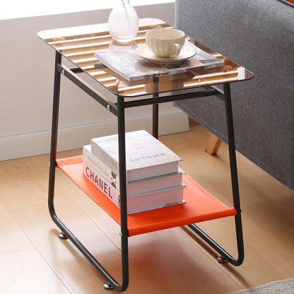 Scandinavian Glass Iron 2-Tier Side Table