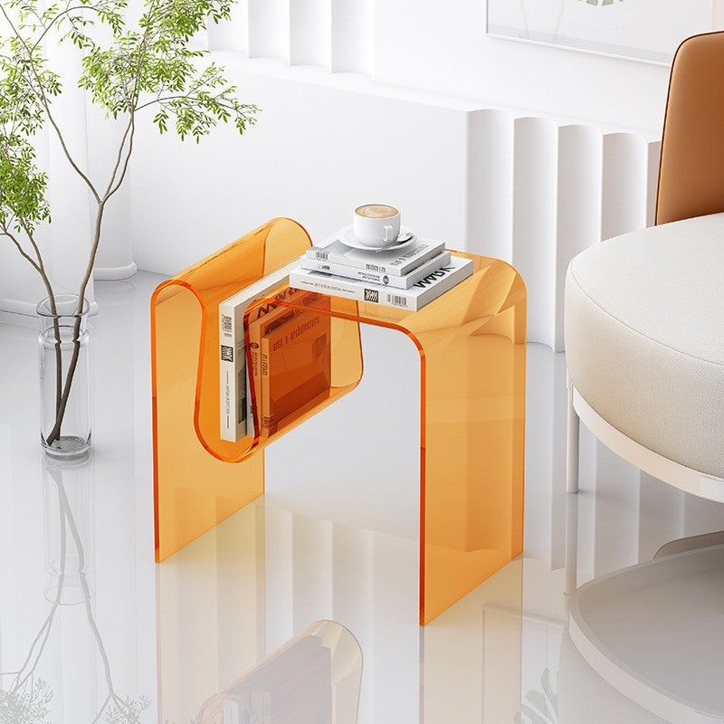 Art Deco Geometric Acrylic Side Table — Transparent
