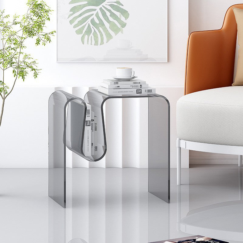Art Deco Geometric Acrylic Side Table — Gray