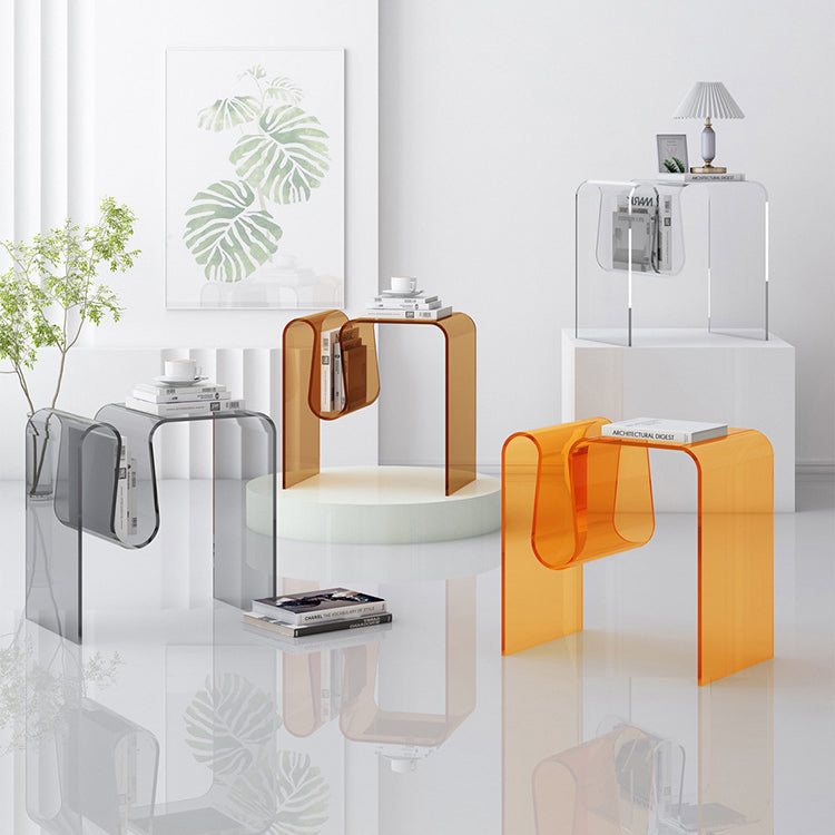 Art Deco Geometric Acrylic Side Table — Orange