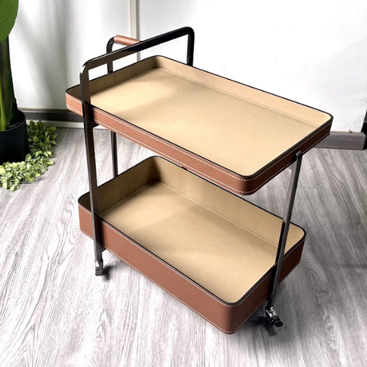 Scandinavian Saddle Leather 2-Tier Side Table