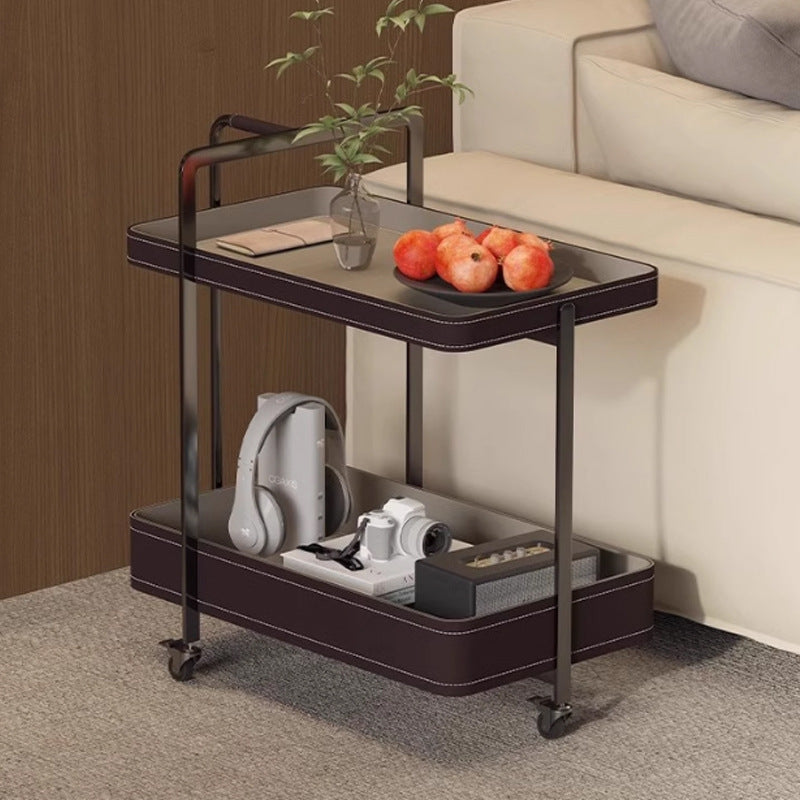 Scandinavian Saddle Leather 2-Tier Side Table