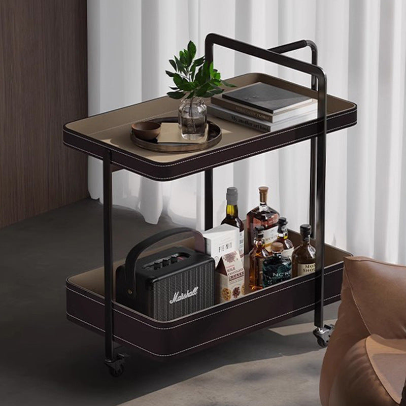 Scandinavian Saddle Leather 2-Tier Side Table — Green