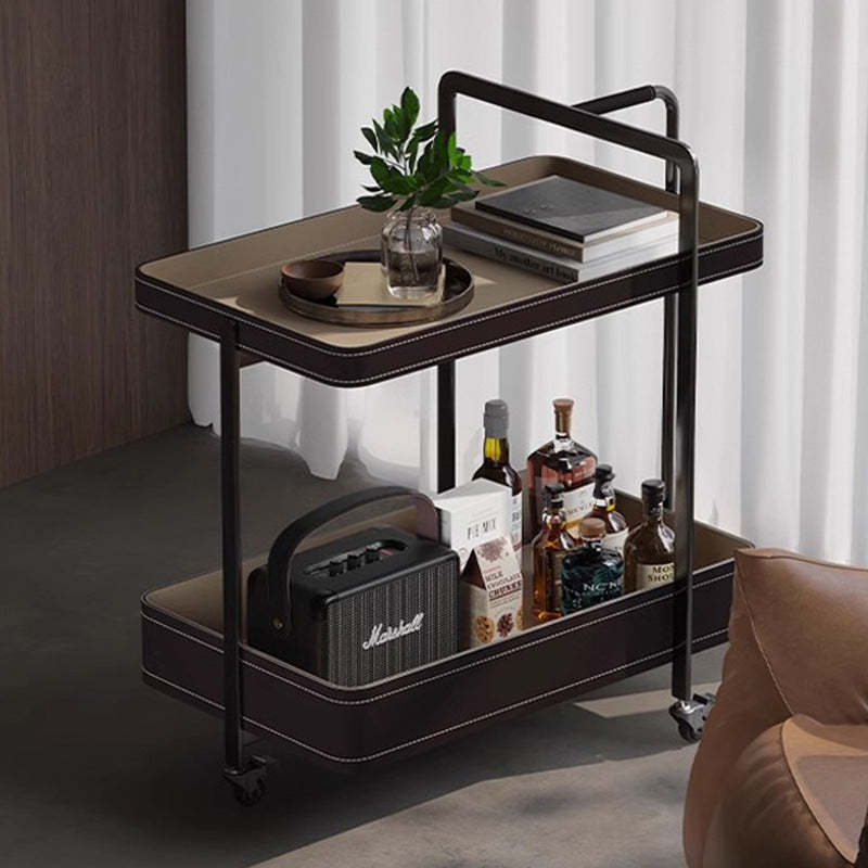 Scandinavian Saddle Leather 2-Tier Side Table — Green