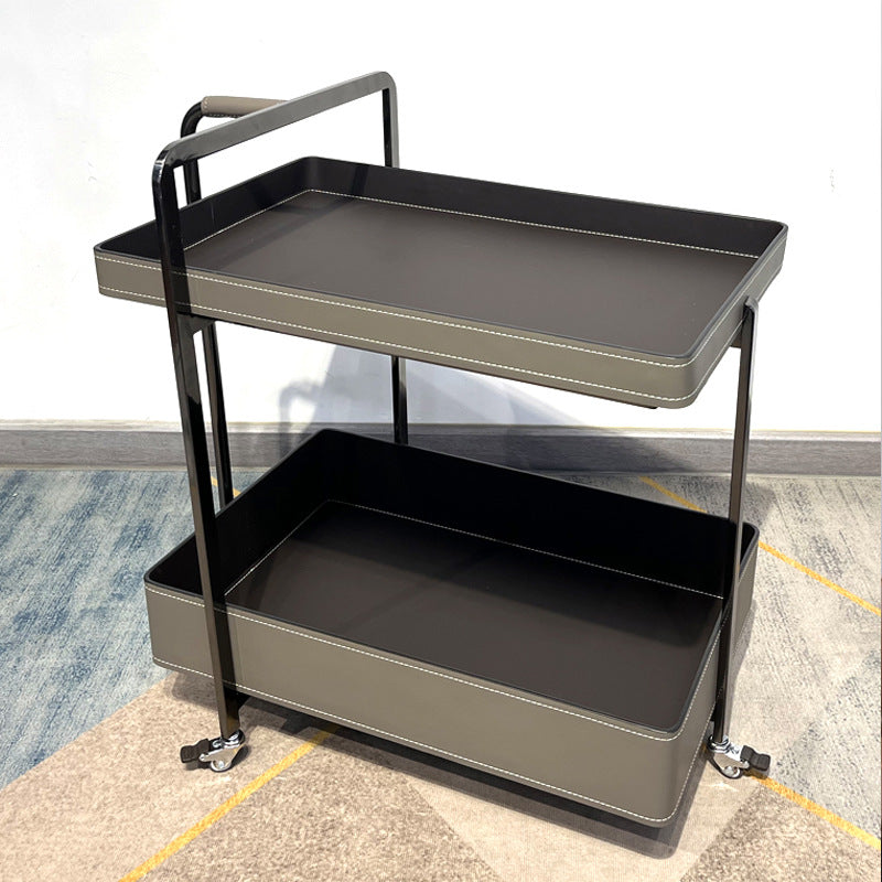 Scandinavian Saddle Leather 2-Tier Side Table