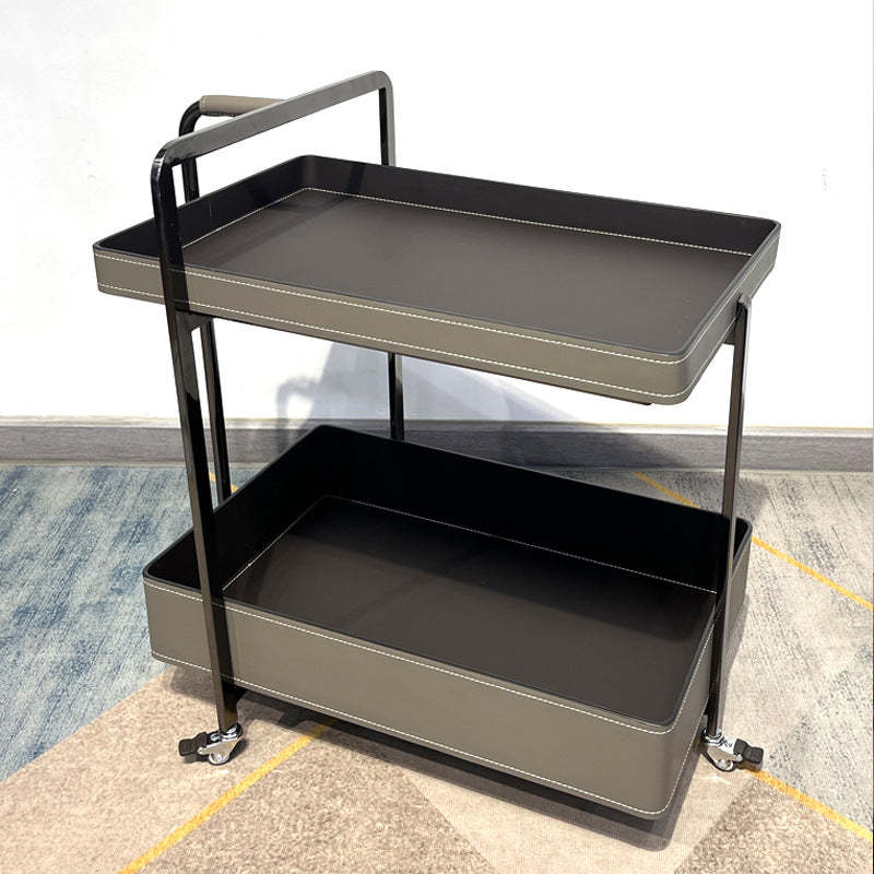 Scandinavian Saddle Leather 2-Tier Side Table