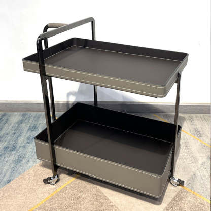 Scandinavian Saddle Leather 2-Tier Side Table