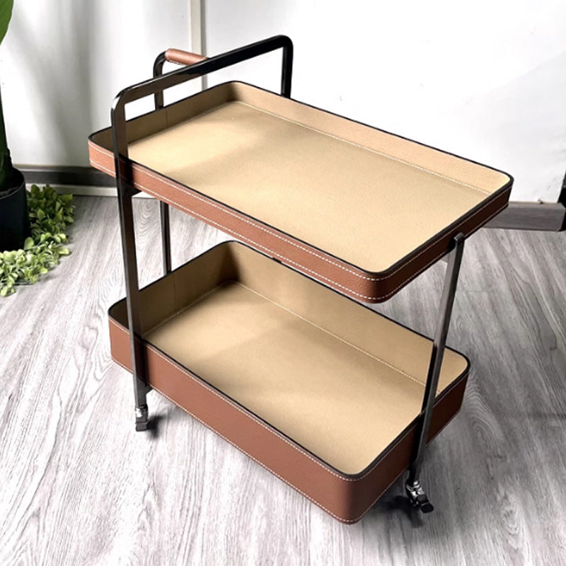Scandinavian Saddle Leather 2-Tier Side Table