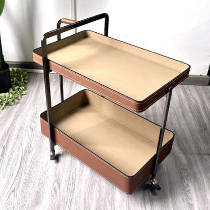 Scandinavian Saddle Leather 2-Tier Side Table
