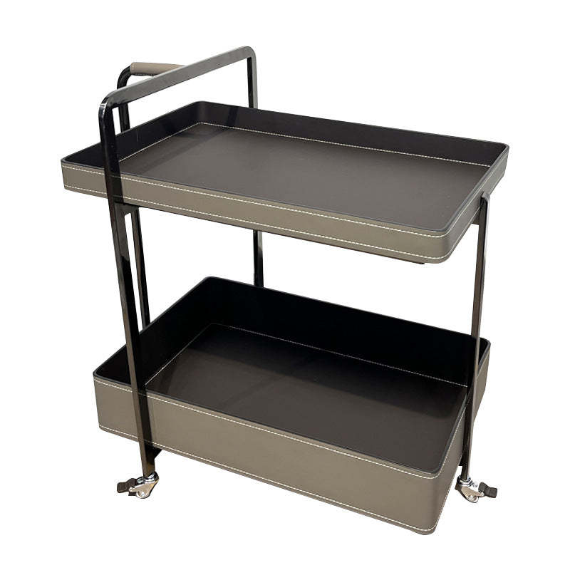 Scandinavian Saddle Leather 2-Tier Side Table