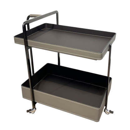 Scandinavian Saddle Leather 2-Tier Side Table