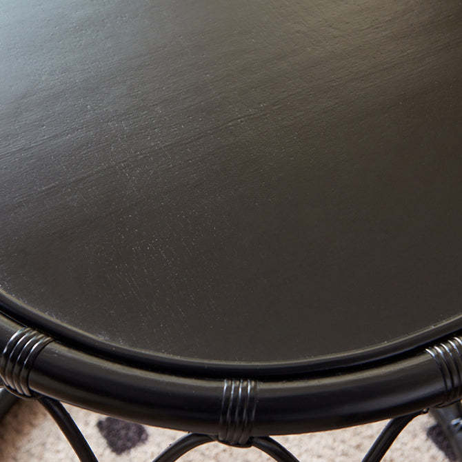 Scandinavian Cylinder Rattan Wood Side Table