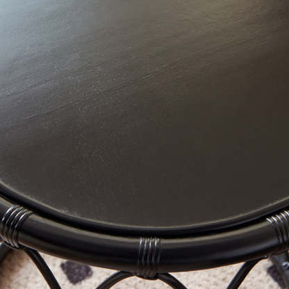 Scandinavian Cylinder Rattan Wood Side Table