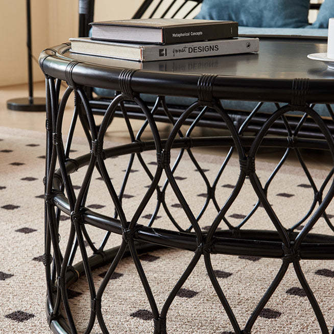 Scandinavian Rattan Net 1-Tier Coffee Table