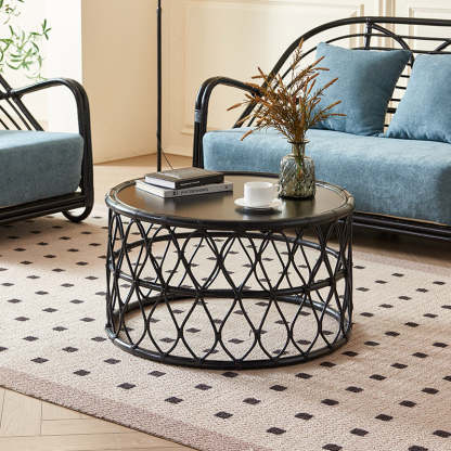 Scandinavian Rattan Net 1-Tier Coffee Table