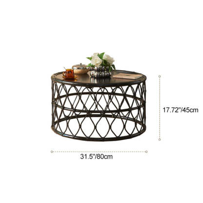 Scandinavian Rattan Net 1-Tier Coffee Table