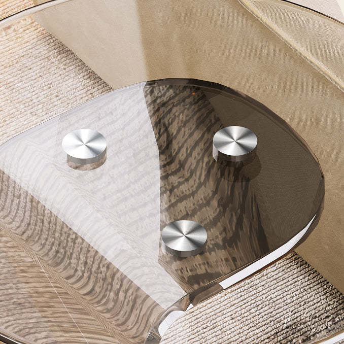 Nordic Marble Glass 2-Tier End Table — Black Carbon Steel - Microcrystalline Stone