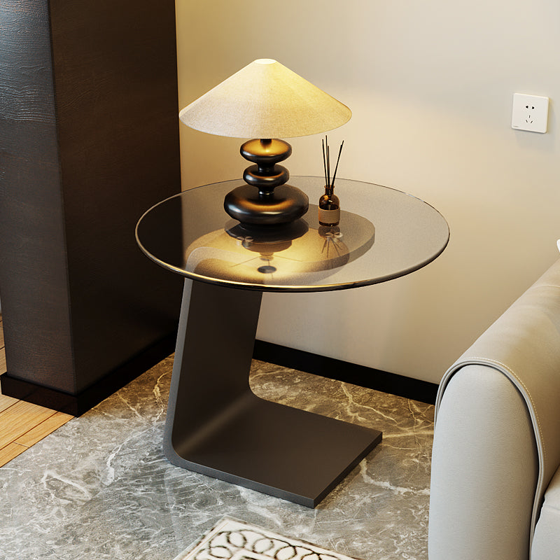 Nordic Marble Glass 2-Tier End Table — Black Transparent Acrylic - Transparent Glass