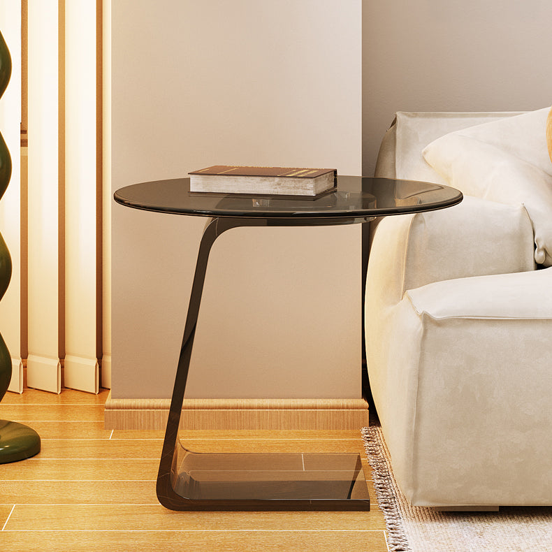 Nordic Marble Glass 2-Tier End Table — Black Carbon Steel - Black Marble