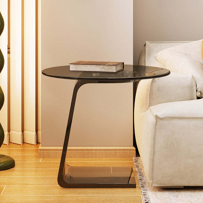 Nordic Marble Glass 2-Tier End Table — Black Carbon Steel - Black Marble