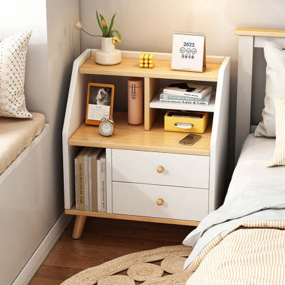 Contemporary 2-Drawer Nightstand — Wood Color
