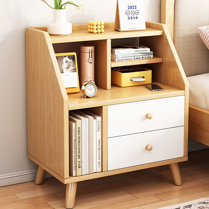 Contemporary 2-Drawer Nightstand — Light Gray