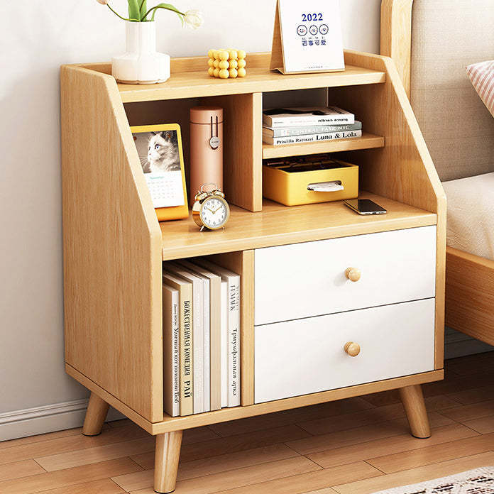 Contemporary 2-Drawer Nightstand — Light Gray