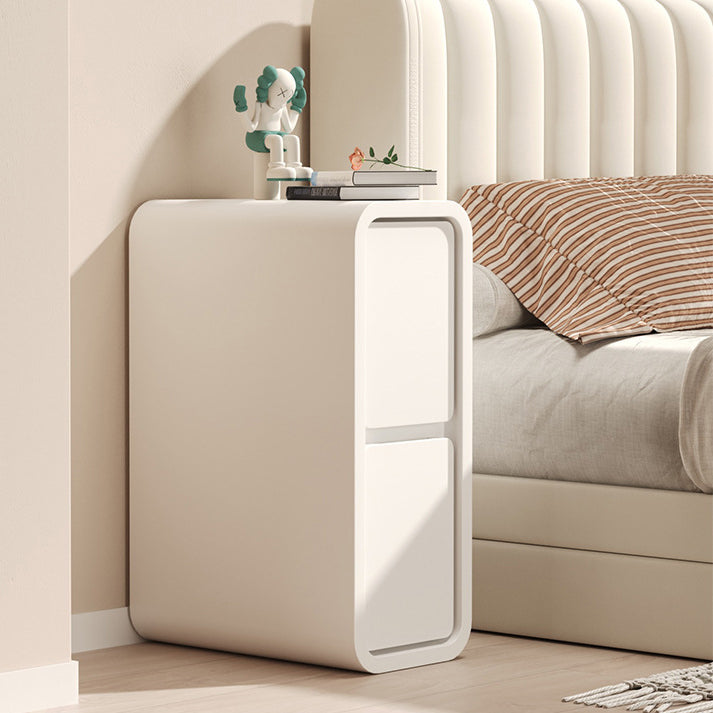 Minimalist Leather Wood 2-Drawer Nightstand
