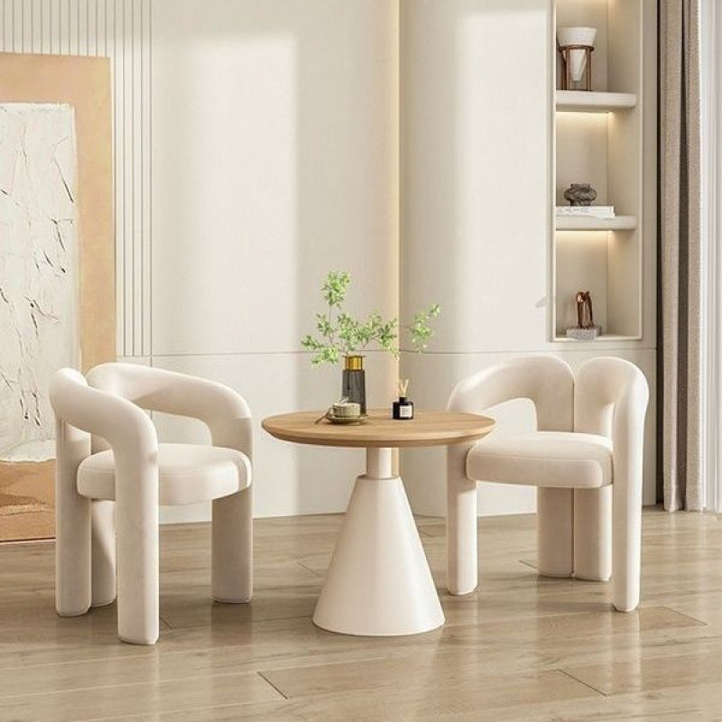 Scandinavian Cone Iron Wood Side Table — White
