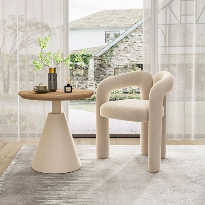 Scandinavian Cone Iron Wood Side Table — White