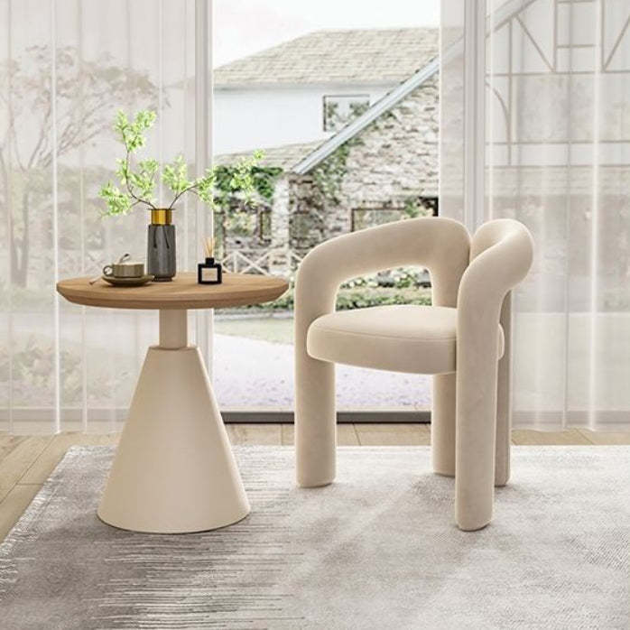 Scandinavian Cone Iron Wood Side Table — White