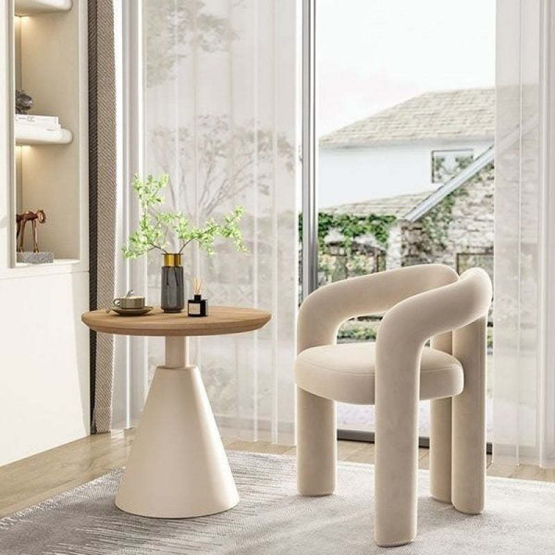 Scandinavian Cone Iron Wood Side Table