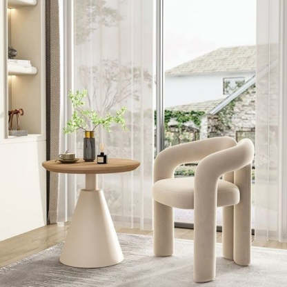 Scandinavian Cone Iron Wood Side Table