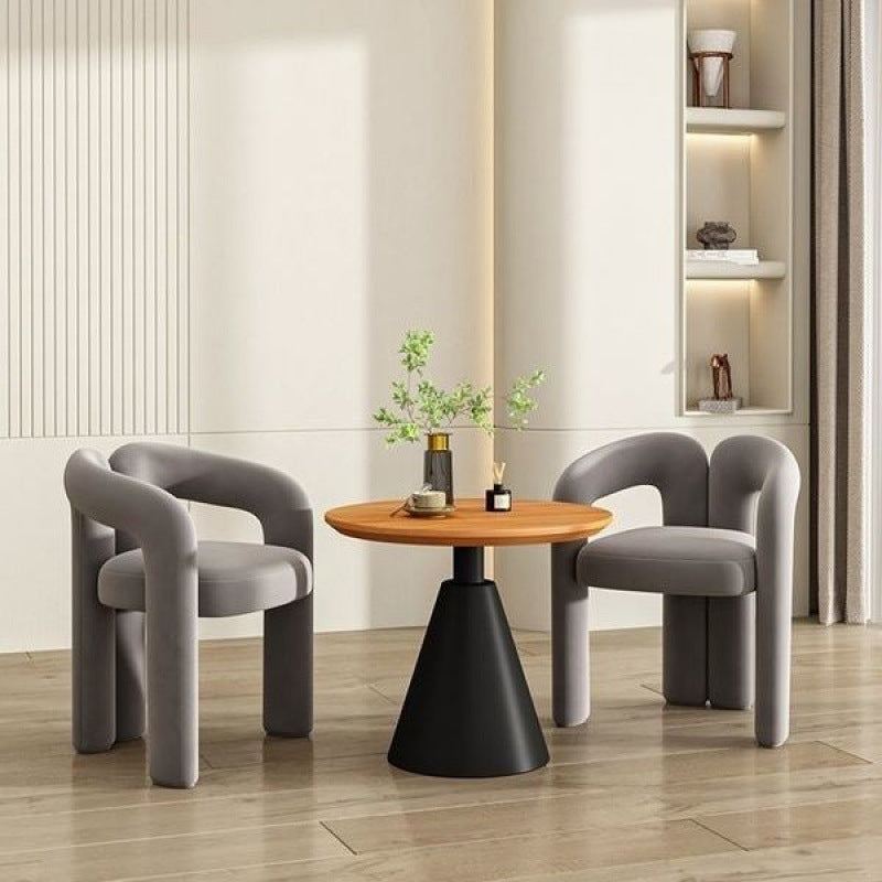 Scandinavian Cone Iron Wood Side Table — Black